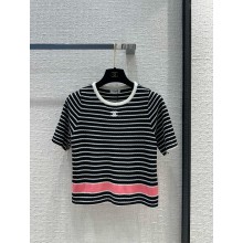 chanel black, White & Pink cotton top P76857 2024