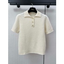 dior white Macrocannage Polo Shirt 2024