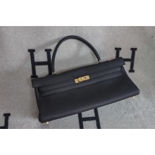 hermes kelly shoulder bag in original togo leather black handmade