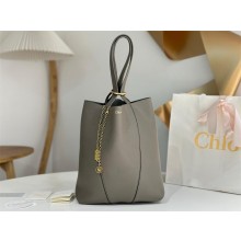 Chloé gray Spin MEDIUM leather tote bag 2025