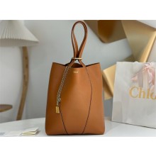 Chloé Brown Spin MEDIUM leather tote bag 2025
