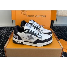 Louis Vuitton women's/men's Giày LV Trainer black White Monogram Denim Mesh  2024