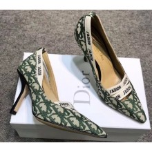 Dior Heel 9.5cm J'Adior And Double Ribbon Pumps In Obliuqe Jacquard Canvas Green 2019