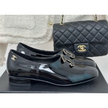 Chanel Patent Leather Loafers with CC logo black 1122-2024