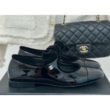 Chanel patent Lambskin & Metal Mary Janes G46149 Black 1122-2024