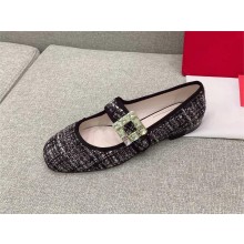 Roger Vivier Très Vivier Strass Buckle Babies Ballerinas in fabric black 2023