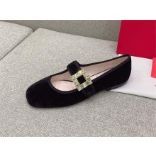 Roger Vivier Très Vivier Strass Buckle Babies Ballerinas in Velvet black 2023