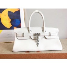 hermes shoulder birkin bag in original togo leather white handmade