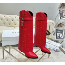 Givenchy Shark Lock Cowboy boots in leather with western pattern red heel 6cm 2024