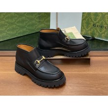 Gucci Women's/men's Sylke Horsebit leather Ankle Boot in black heel 4.5cm 2024