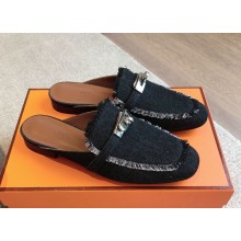 Hermes Buckle Oz  Mules Shoes fringed H canvas  01 2024 