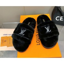 Louis Vuitton Shearling Comfort Mules black 2024