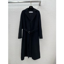 dior Gray Houndstooth Double-Sided Wool, Cashmere and Silk Coat with Belt 2023