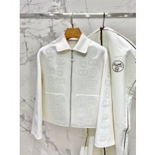 hermes cashmere zipped coat white 2023 