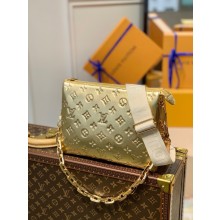 Louis Vuitton Monogram-embossed Lambskin Coussin PM Bag M57793 gold 2021