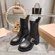 Miu Miu black Leather booties with strap 5U821D 2023