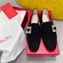 Roger Vivier Mini Broche Vivier Buckle Loafers in suede black 2022