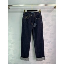 PRADA NAVY Wide, selvedge denim jeans GFP515 2024 