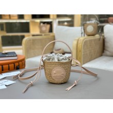 Chloe Mini Horse Medal basket in natural fibers pink 2025