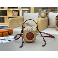 Chloe Mini Horse Medal basket in natural fibers brown 2025