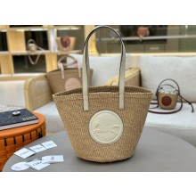 Chloe Large Horse Medal Basket in natural fibers white 2025