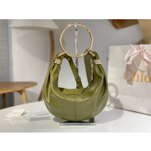 Chloe Bracelet Small leather shoulder bag military green 2025