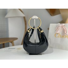 Chloe Bracelet Small leather shoulder bag black 2025