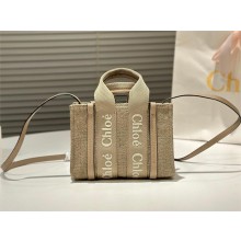 Chloe mini woody tote bag in linen gray 2025
