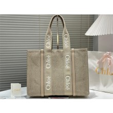 Chloe large woody tote bag in linen gray 2025