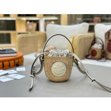 Chloe Mini Horse Medal basket in natural fibers white 2025