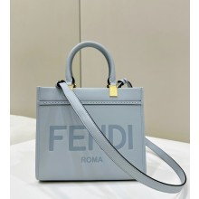 Fendi Sunshine Small Light blue leather shopper 2024