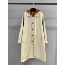 MIU MIU Reversible single-breasted Panama cotton and technical Pongé coat Clay/BROWN 2025