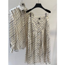 Louis Vuitton Buttoned Up Pleated shirt and Skirt white 2025