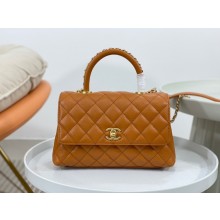 Chanel medium calfskin Top Handle bag A92991 caramel 2023