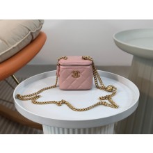 chanel mini Lambskin & Gold Metal Clutch with Chain A68139 pink 2023