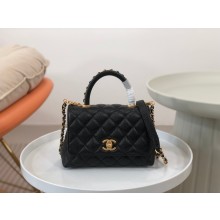 Chanel small calfskin Top Handle bag A92991 black 2023