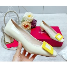Roger Vivier Patent Leather Belle Vivier Pumps WHITE/YELLOW 2023