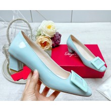 Roger Vivier Patent Leather Belle Vivier Pumps LIGHT BLUE 2023