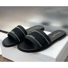Dior Dway Slide BLACK Calfskin and Embroidered Cotton 2025