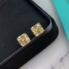 Tiffany Solitaire Diamond Stud Earrings YELLOW