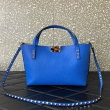 VALENTINO SMALL ROCKSTUD GRAINY CALFSKIN BAG WITH CONTRASTING LINING blue 2024