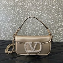Valentino VLogo Signature Loco Small Shoulder Bag With Jewel Logo BRONZE
