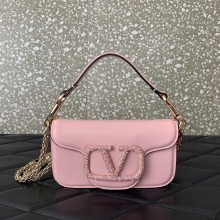 Valentino VLogo Signature Loco Small Shoulder Bag With Jewel Logo PINK