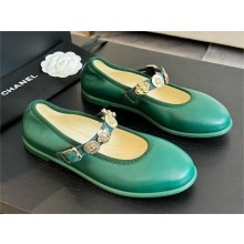 Chanel GREEN LAMBSKIN Mary Janes G45778 2024