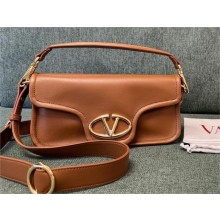 VALENTINO VLOGO 1960 NAPPA LEATHER SHOULDER BAG BROWN 2024