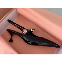 MIU MIU heel 5.5cm Patent leather slingback pumps black 2023