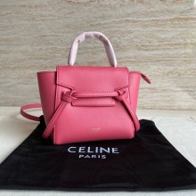 Celine mini belt pico Bag in grained calfskin rouge 2024