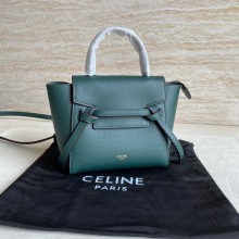 Celine mini belt pico Bag in grained calfskin Amazone with black piping 2024