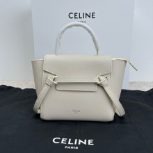 Celine mini belt pico Bag in grained calfskin white 2024