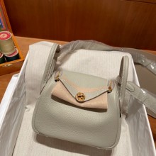 Hermes Mini Lindy 19cm Bag in original togo leather gris perle with gold hardware(handmade)